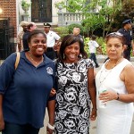 From left, Anne Marie Adamson, representing Brooklyn Borough President Marty Markowitz, Judith Destin, representing Brooklyn DA Charles Hinds, and Pearl Miles-Lee, District Manager CB 9